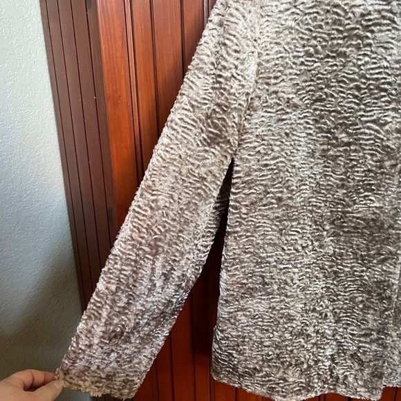 Draper's & Damon's Taupe Textured Faux Fur Teddy Jacket Coat Size L - Picture 6 of 8